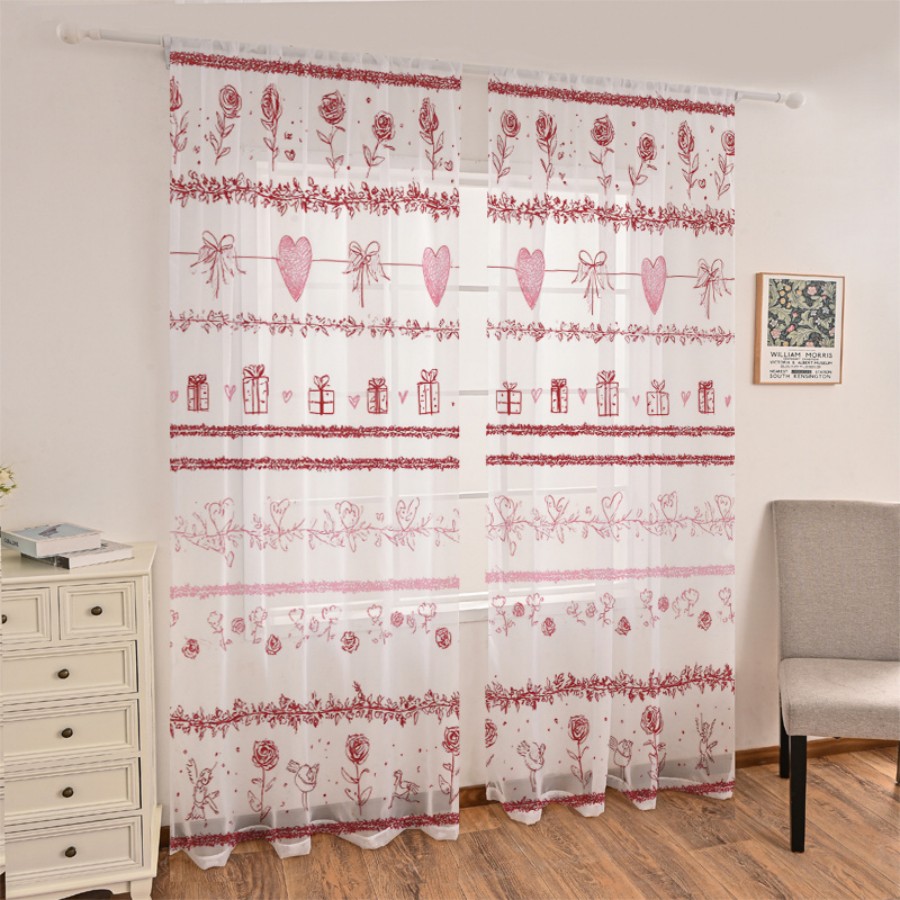 Home Office Box - 2PCS Cortinas Transparentes com Estampa Digital,