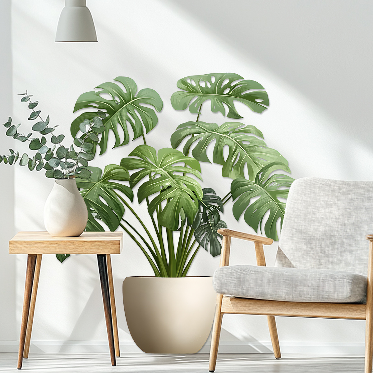 Home Office Wallpaper - Adesivo 3d verde planta pote parede