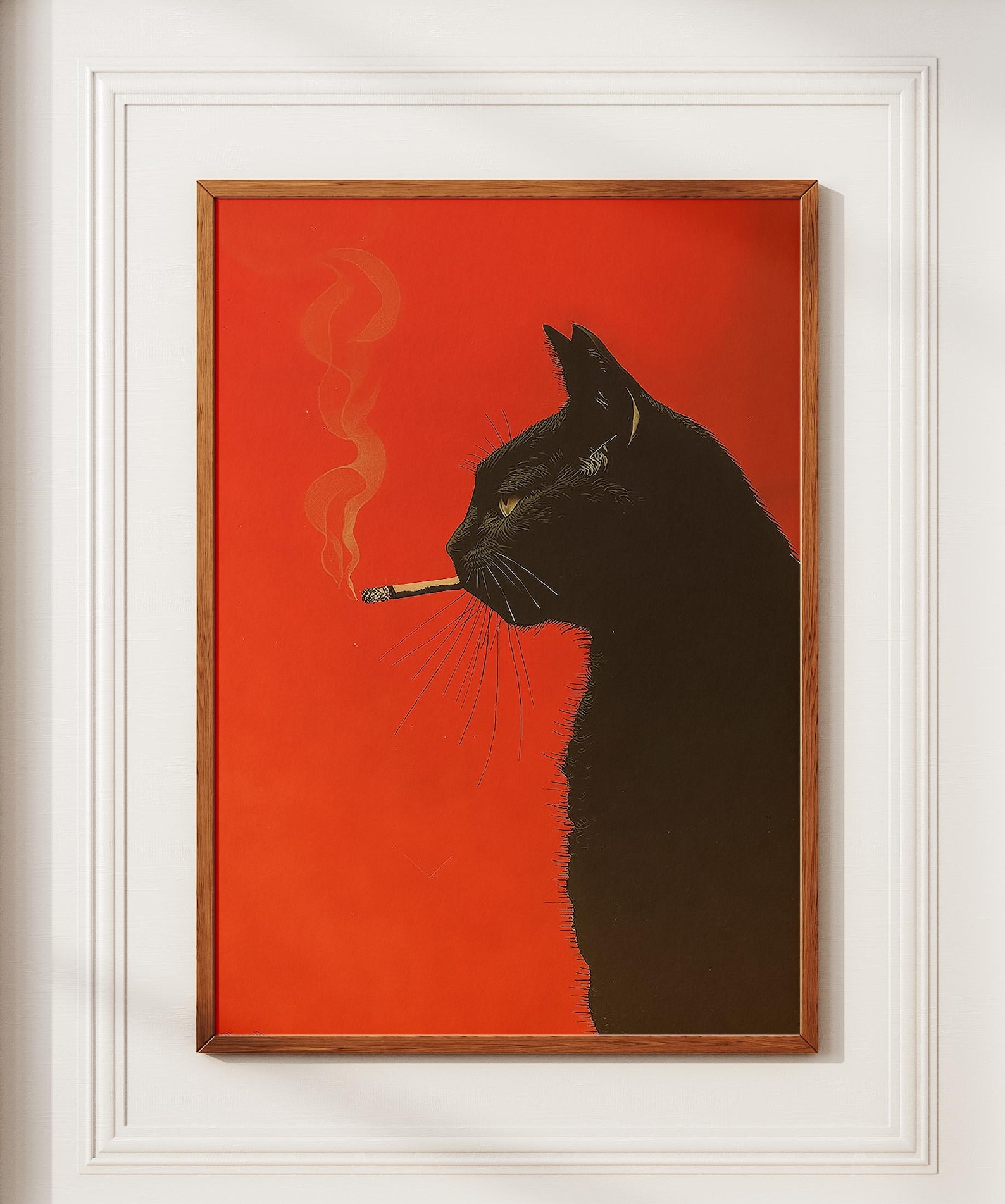 Home Office Minimalist - Impressão em tela vintage de gato
