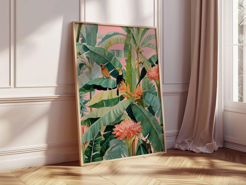 1 pôster retrô tropical em tel - Home Office Or avaliação e preço