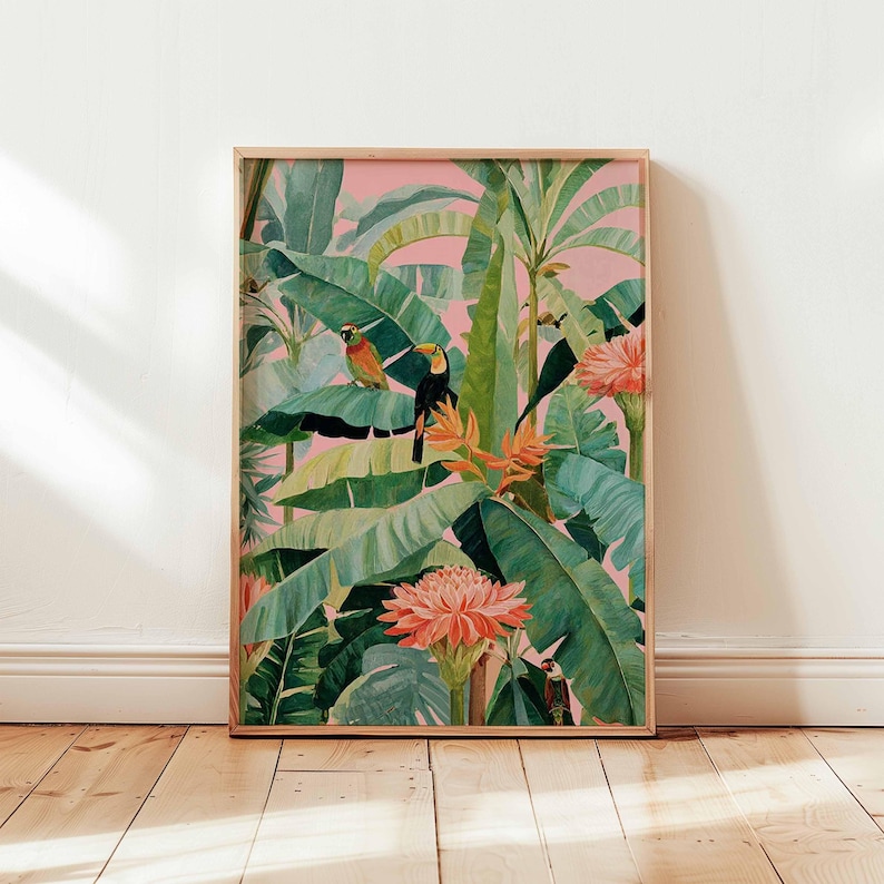 1 pôster retrô tropical em tel - Home Office Or avaliação e preço