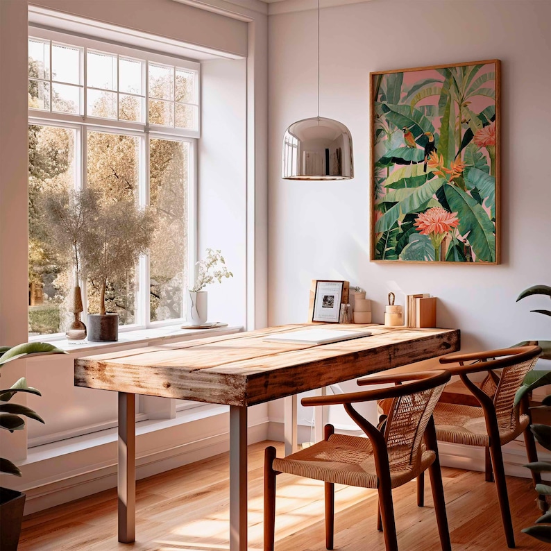 1 pôster retrô tropical em tel - Home Office Or avaliação e preço