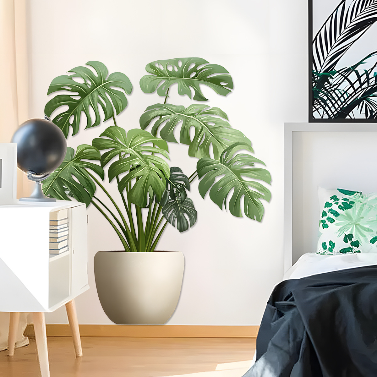 Adesivo 3d verde planta pote p - Home Office Wallpaper avaliação e preço