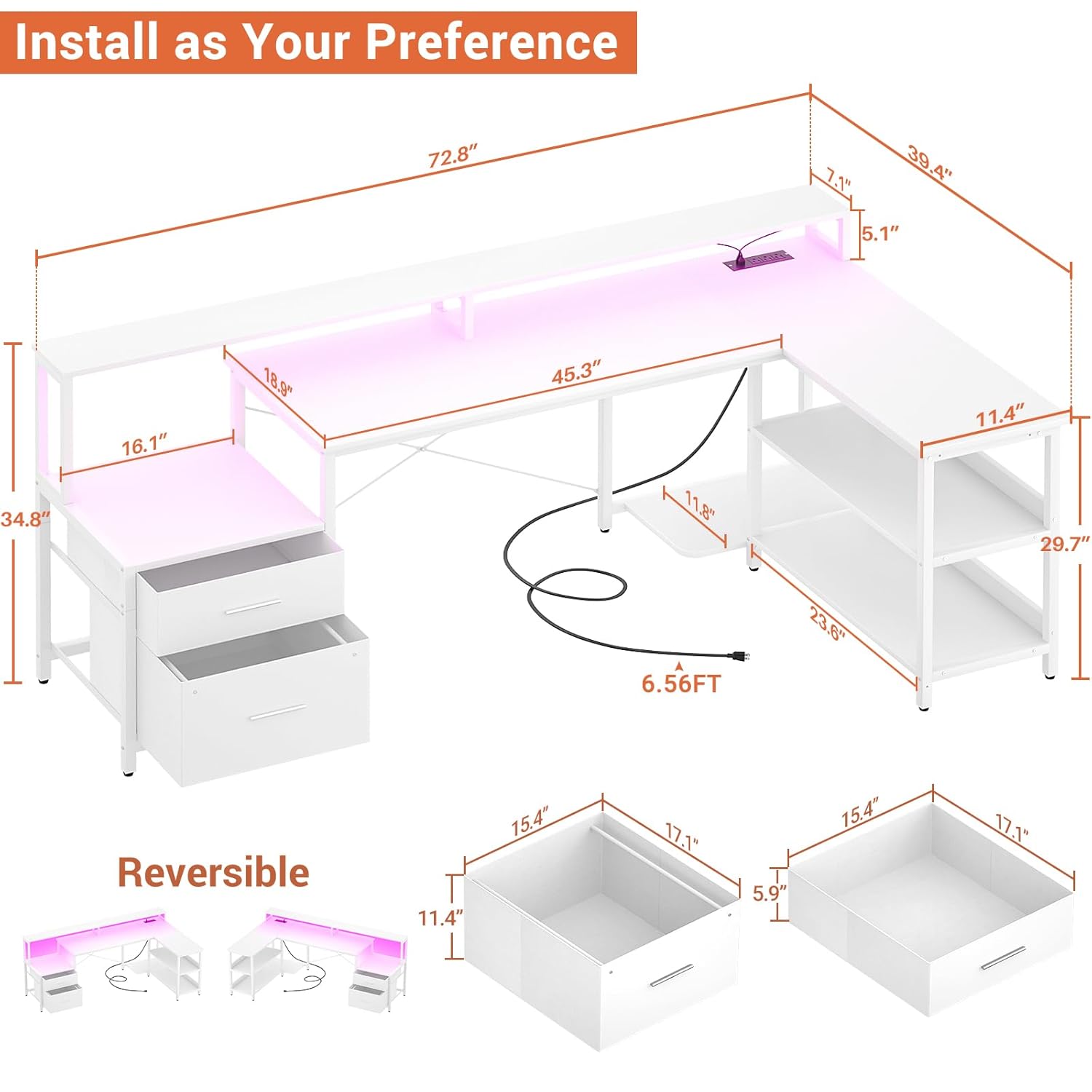 Mesa em L com Gaveta para Arqu - Power Strip Desk avaliação e preço